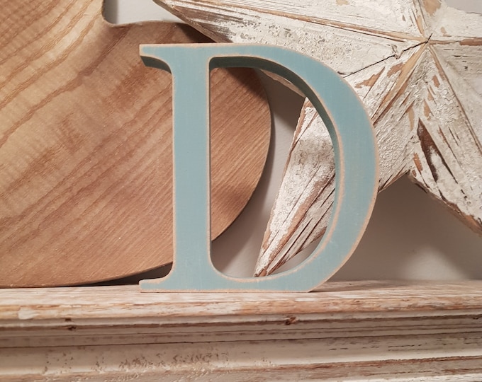 Wooden Letter D - 20cm x 18mm, Freestanding - Georgian Font - Various sizes, finishes and colours