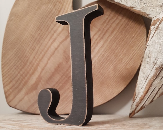 Wooden Letter 'J' - 25cm - Georgian Font - various finishes, standing