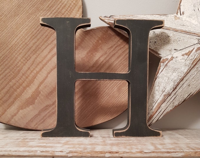 Wooden Letter 'H' -  20cm x 18mm - Georgian Font - various finishes, standing