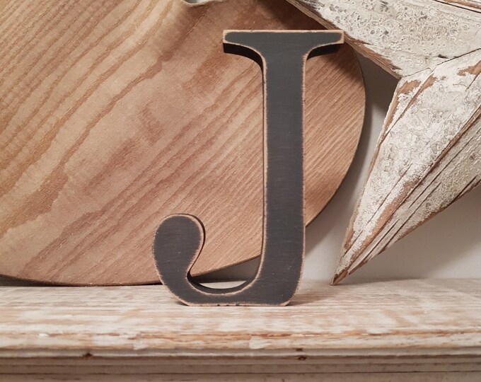 Wooden Letter J – Personalised Name Letter – Nursery Decoration Ideas – Rustic Room Décor – Georgian Style – Decorative - 30cm