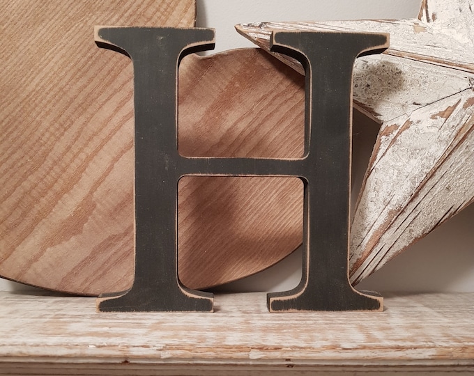 Wooden Letter 'H' -  25cm x 18mm - Georgian Font - various finishes, standing