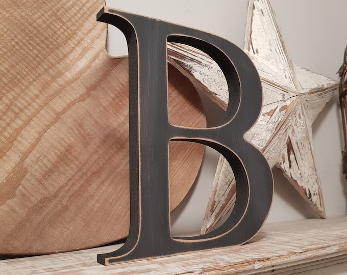 Wooden Letter B – Personalised Name Letter – Nursery Decoration Ideas – Rustic Room Décor – Georgian Style B – Decorative Wooden Sign