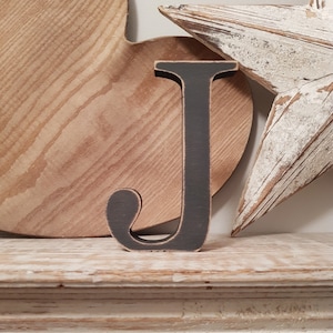 Wooden Letter J - 20cm x 18mm, Freestanding - Georgian Font - Various sizes, finishes and colours