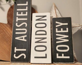 Personalized City Name Wooden Sign: Custom Travel Decor