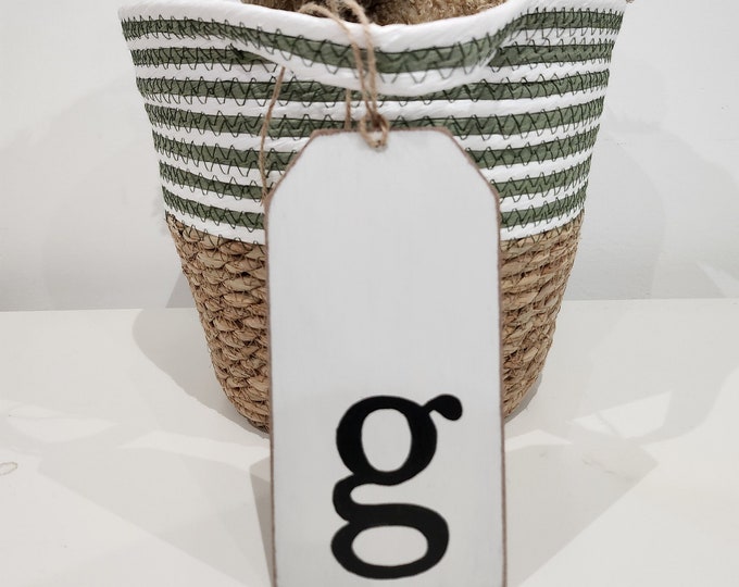 Wooden Gift Tag, Giant, MDF, Stocking Tag, Custom, Personalised, Letter Tag, Hand Lettered, 16cm, letter g