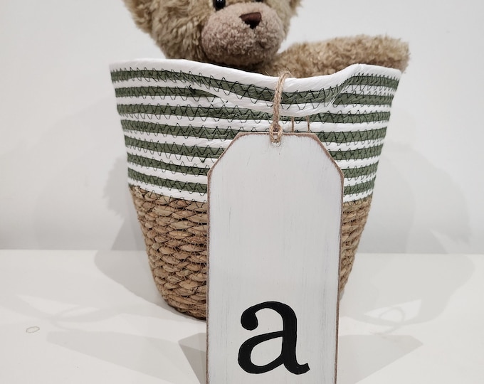 Wooden Gift Tag, Giant, MDF, Stocking Tag, Custom, Personalised, Letter Tag, Hand Lettered, 16cm, letter a