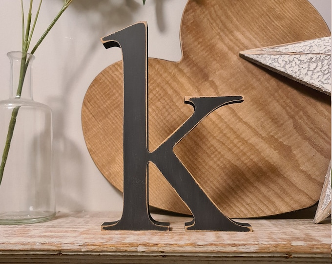 Wooden painted letter - k - Times Font - various finishes, standing - price per letter, lowercase
