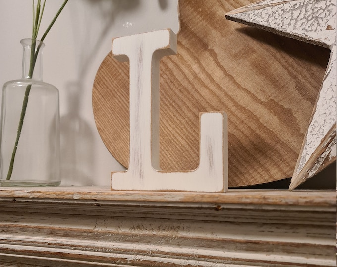 Hand-painted Wooden Letter L - Freestanding - Rockwell Font - Various sizes, finishes and colours - 20cm