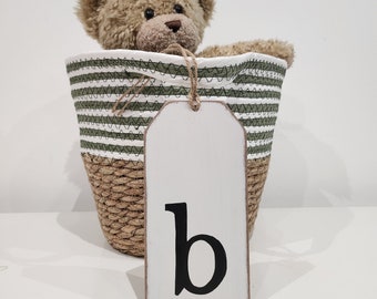 Wooden Gift Tag, Giant, MDF, Stocking Tag, Custom, Personalised, Letter Tag, Hand Lettered, 16cm, letter b