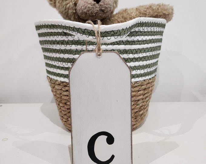 Wooden Gift Tag, Giant, MDF, Stocking Tag, Custom, Personalised, Letter Tag, Hand Lettered, 16cm, letter c