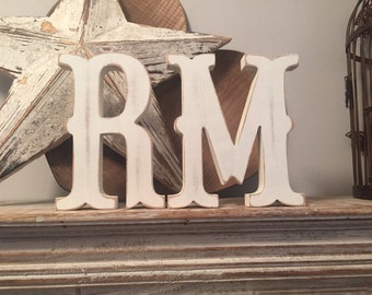 Freestanding Wooden Wedding Letters, Pair, Set of 2 - 20cm - Western Style Font, Carnival