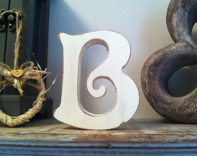 Wooden Letter B – Personalised Name Letter – Nursery Decoration Ideas – Rustic Room Décor – Victorian Style B – Decorative Wooden Sign