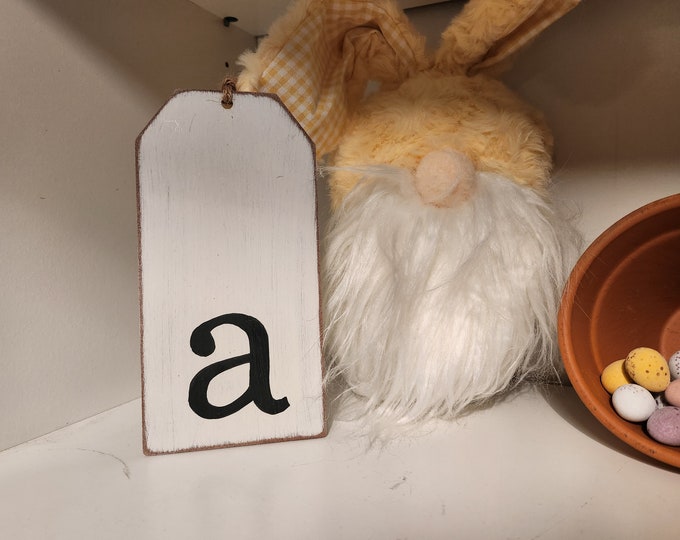 Wooden Gift Tag, Giant, MDF, Stocking Tag, Custom, Personalised, Letter Tag, Hand Lettered, 16cm, letter a