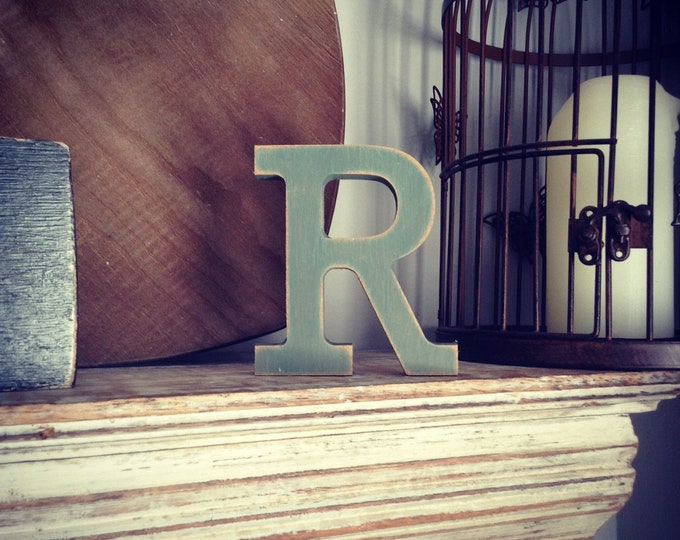 Wooden Letter R – Personalised Name Letter – Nursery Decoration Ideas – Rustic Room Décor – Rockwell Style – Decorative Wooden Sign - 15cm