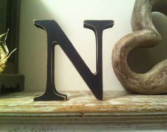 Painted Wooden Letters 'N' -  25cm x 18mm - Georgian Font - various finishes, standing, Decorative Letters