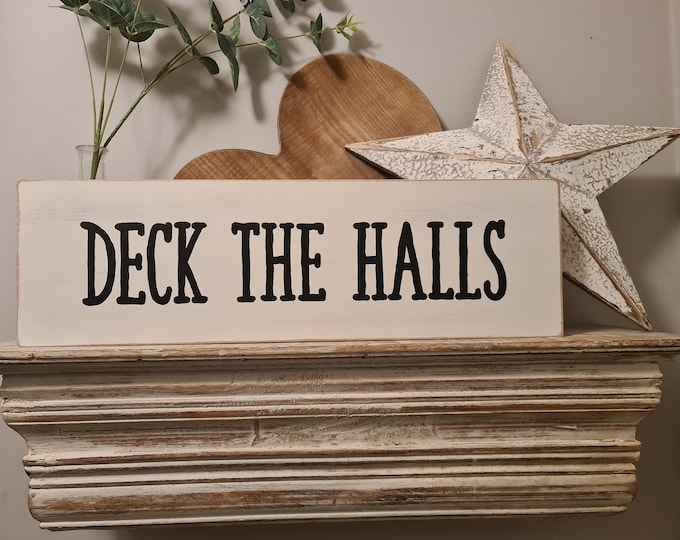 Christmas Wooden Sign, Handmade, Deck The Halls, 50cm, Christmas Decor, Holiday Decor