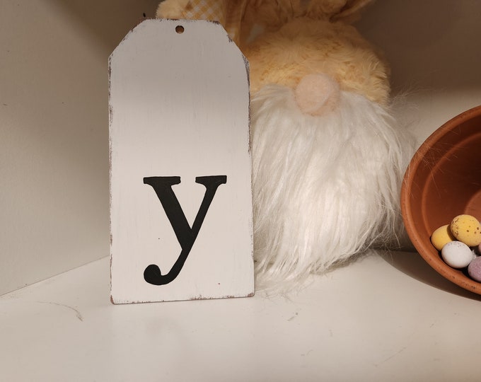 Wooden Gift Tag, Giant, MDF, Stocking Tag, Custom, Personalised, Letter Tag, Hand Lettered, 16cm, letter y