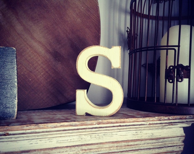 Wooden Letter 'S'- 20cm- Rockwell Font - various finishes, standing