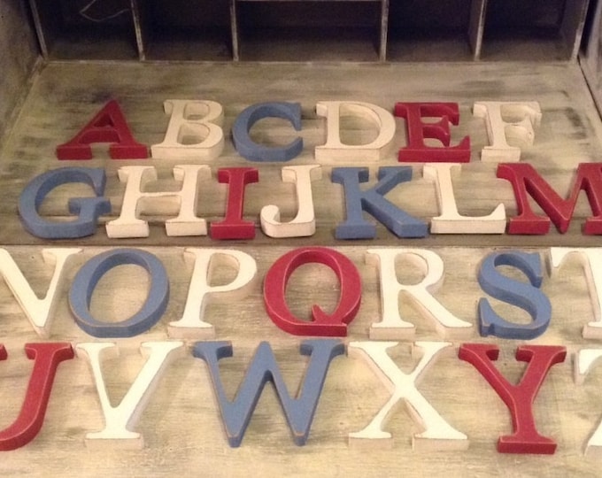 Full Wooden Alphabet - Hand Painted Wooden Letters Set - 26 letters - 10cm high - G font - various colours and finishes