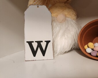 Personalized Wooden Gift Tag: Initial Letter, Custom Stocking Tag