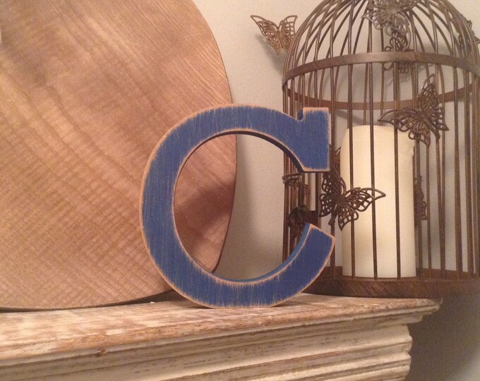 Wooden Letter C – Personalised Name Letter – Nursery Decoration Ideas – Rustic Room Décor – Rockwell Style C – Decorative Wooden Sign