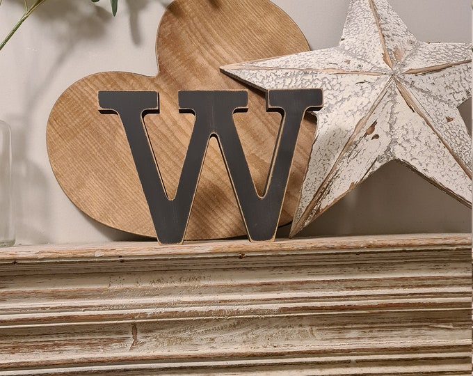 Wooden Letter W -  30cm - Rockwell Font - various finishes, standing