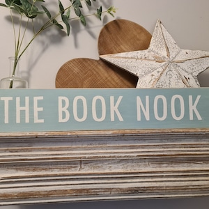 Handmade Wooden Sign - THE BOOK NOOK - Rustic, Vintage, Shabby Chic