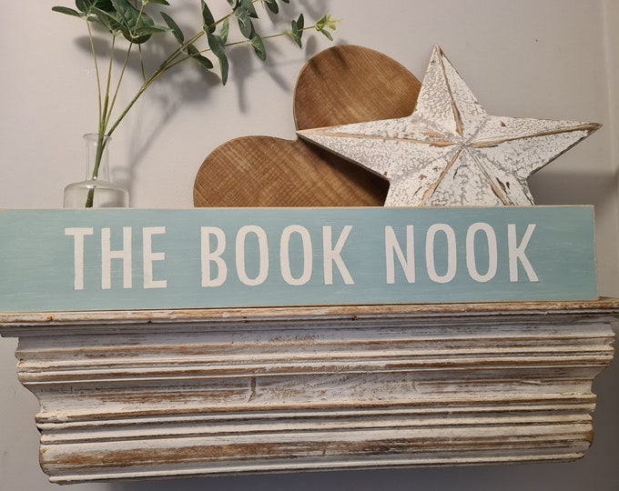 Handmade Wooden Sign - THE BOOK NOOK - Rustic, Vintage, Shabby Chic