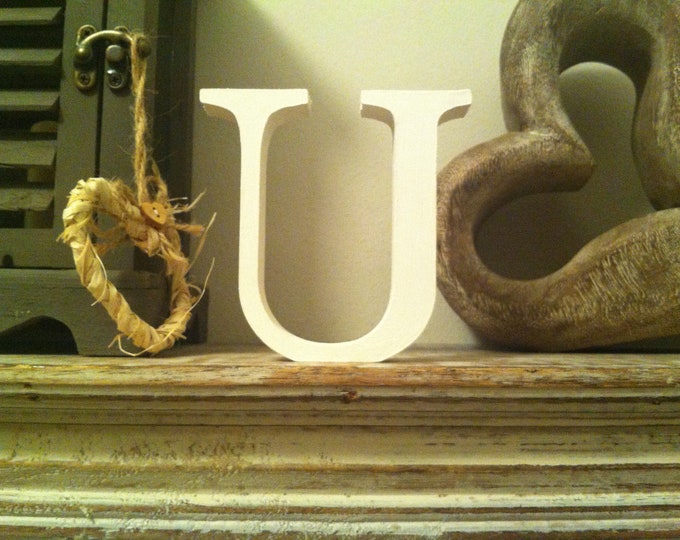 Wooden Letter 'U' -  25cm - Georgian Font - various finishes, standing