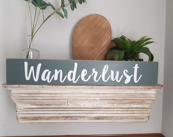 Handmade Wooden Sign - Wanderlust - 60cm
