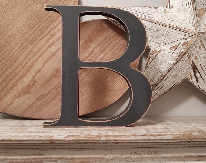 Wooden Letter B – Personalized Name Letter – Nursery Decoration Ideas – Rustic Room Décor – Georgian Style B – Decorative Wooden Sign, 15cm