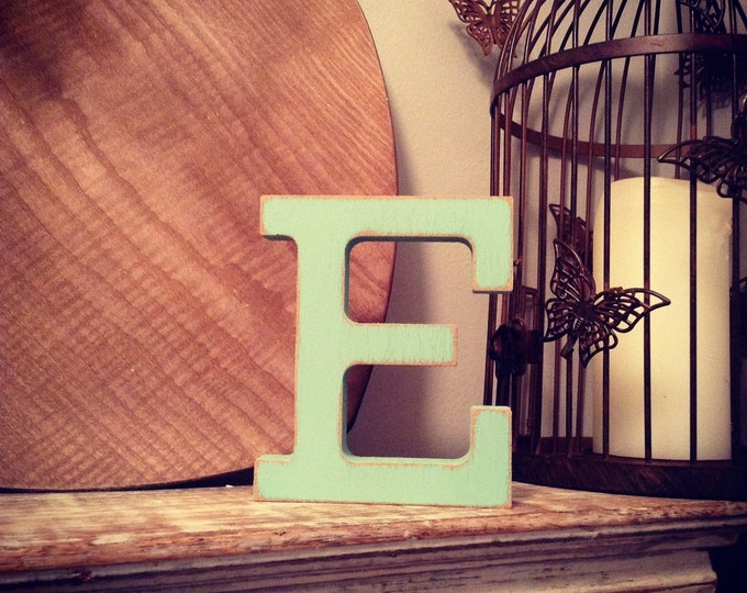 Wooden Letter E - 30cm x 18mm, Freestanding - Rockwell Font - Various sizes, finishes and colours