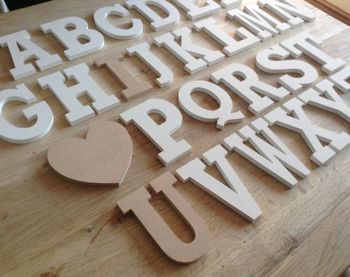 Full Wooden Alphabet - I LOVE YOU - Hand Painted Wooden Letters Set - 26 letters - 12cm high - Rockwell S Font