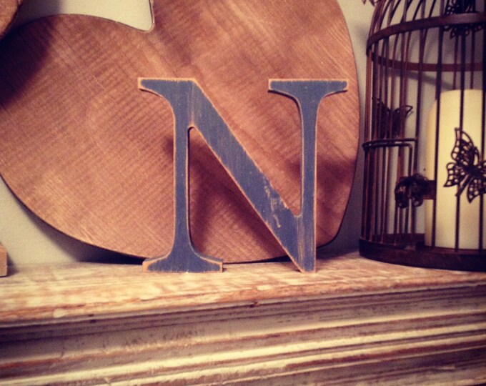 Wooden Letter 'N' -  25cm x 18mm - Georgian Font - various finishes, standing