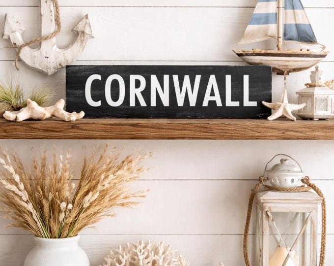 Handmade Wooden Sign - CORNWALL - Rustic, Vintage, Shabby Chic, approx: 35cm