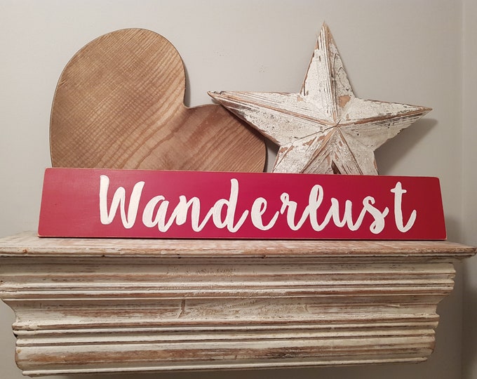 Handmade Wooden Sign - Wanderlust - 60cm