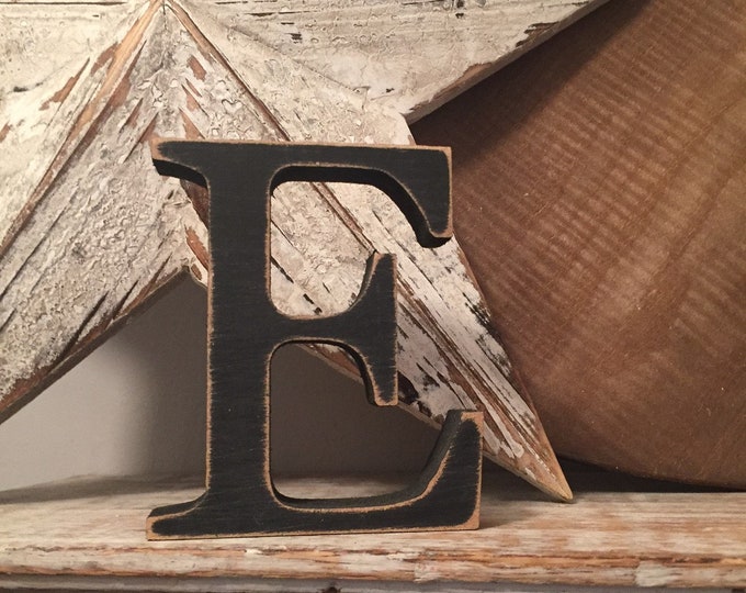Wooden Letter 'E' -  25cm - Georgian Font - various finishes, standing