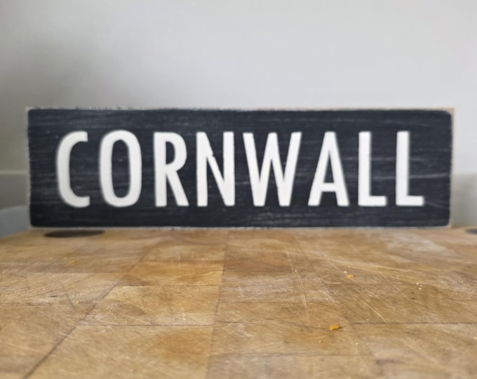 Handmade Wooden Sign - CORNWALL - Rustic, Vintage, Shabby Chic, approx: 35cm