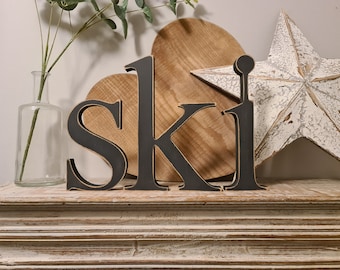 Wooden Letters, spelling ski, Set of 3 - 20cm - Lowercase Georgian Font, various colours and finishes