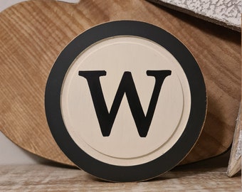 Rustic Letter W Sign: 20cm Distressed Wood Monogram Wall Art