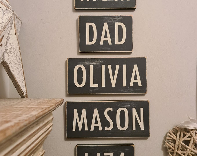 Personalized Family Name Sign: Hand-Painted Wooden Decor