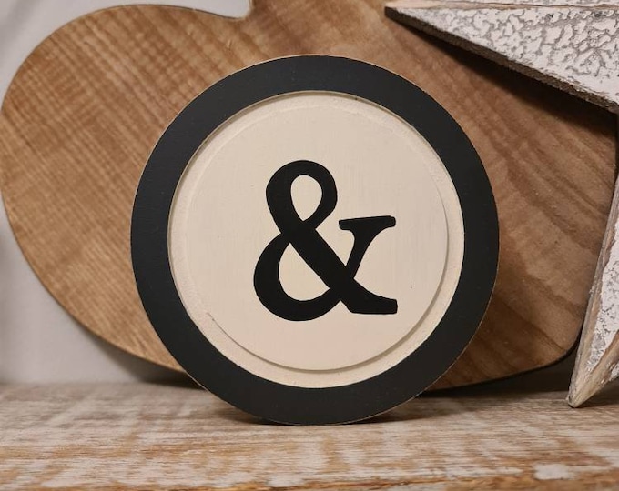 15cm Round Letter & Sign, Monogram, Initial, Wall Art, Home Decor, Rustic Letters, All letters available, slight distress, typewriter style