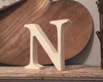 Handmade Wooden Letter N: Georgian Style Nursery Decor (20cm)