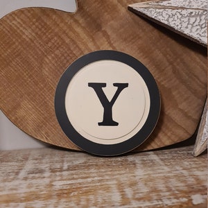 20cm Round Letter Y Sign, Monogram, Initial, Wall Art, Home Decor, Rustic Letters, All letters available, inc ampersand, typewriter style