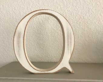 Wooden Letter 'Q' -  20cm x 18mm - Georgian Font - various finishes, standing