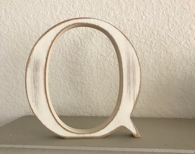 Wooden Letter 'Q' -  20cm x 18mm - Georgian Font - various finishes, standing