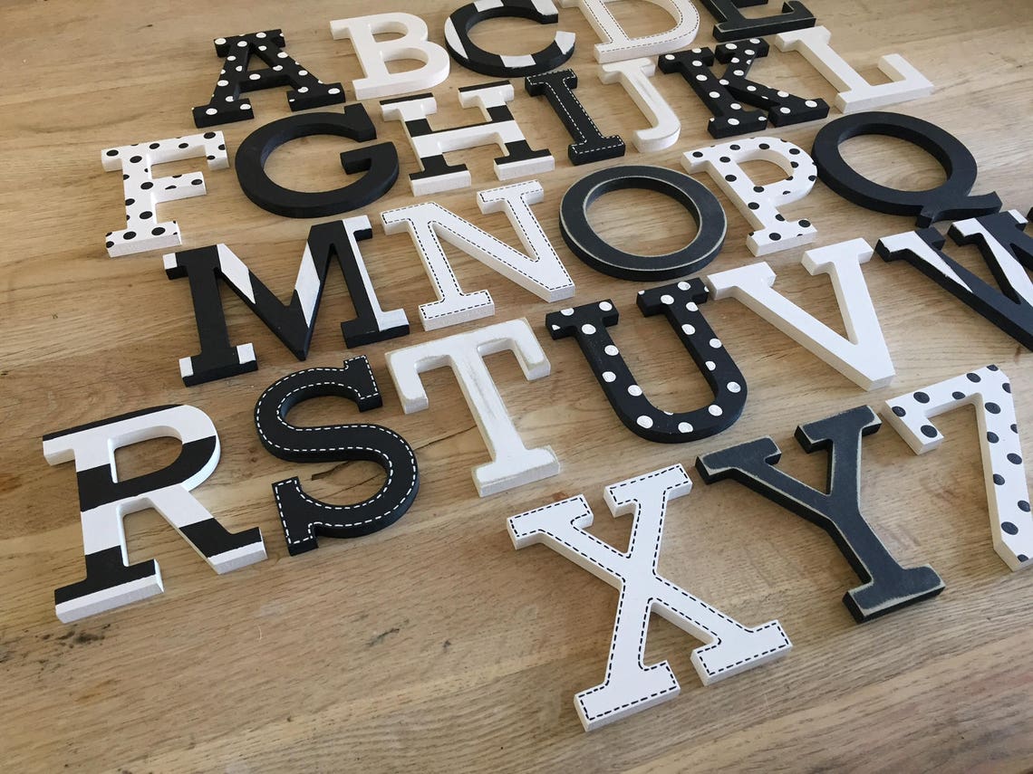 Full Wooden Alphabet - Hand Painted Wooden Letters Set - 26 Letters ...