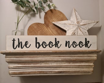 Handmade Wooden Sign - THE BOOK NOOK - Rustic, Vintage, Shabby Chic