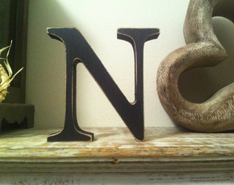 Handmade Wooden Letter N: Georgian Style Nursery Decor (25cm)