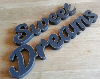10cm Handpainted Freestanding Wooden Letters - Sweet Dreams - New Script - various colours and finishes